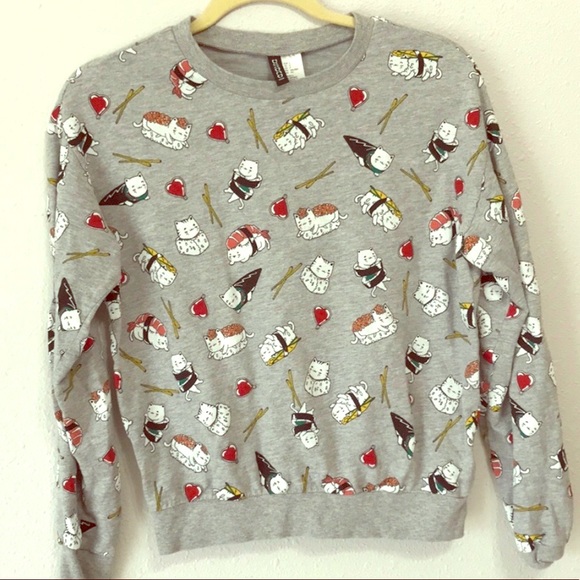 H M Tops Sushi Cats Crewneck Poshmark
